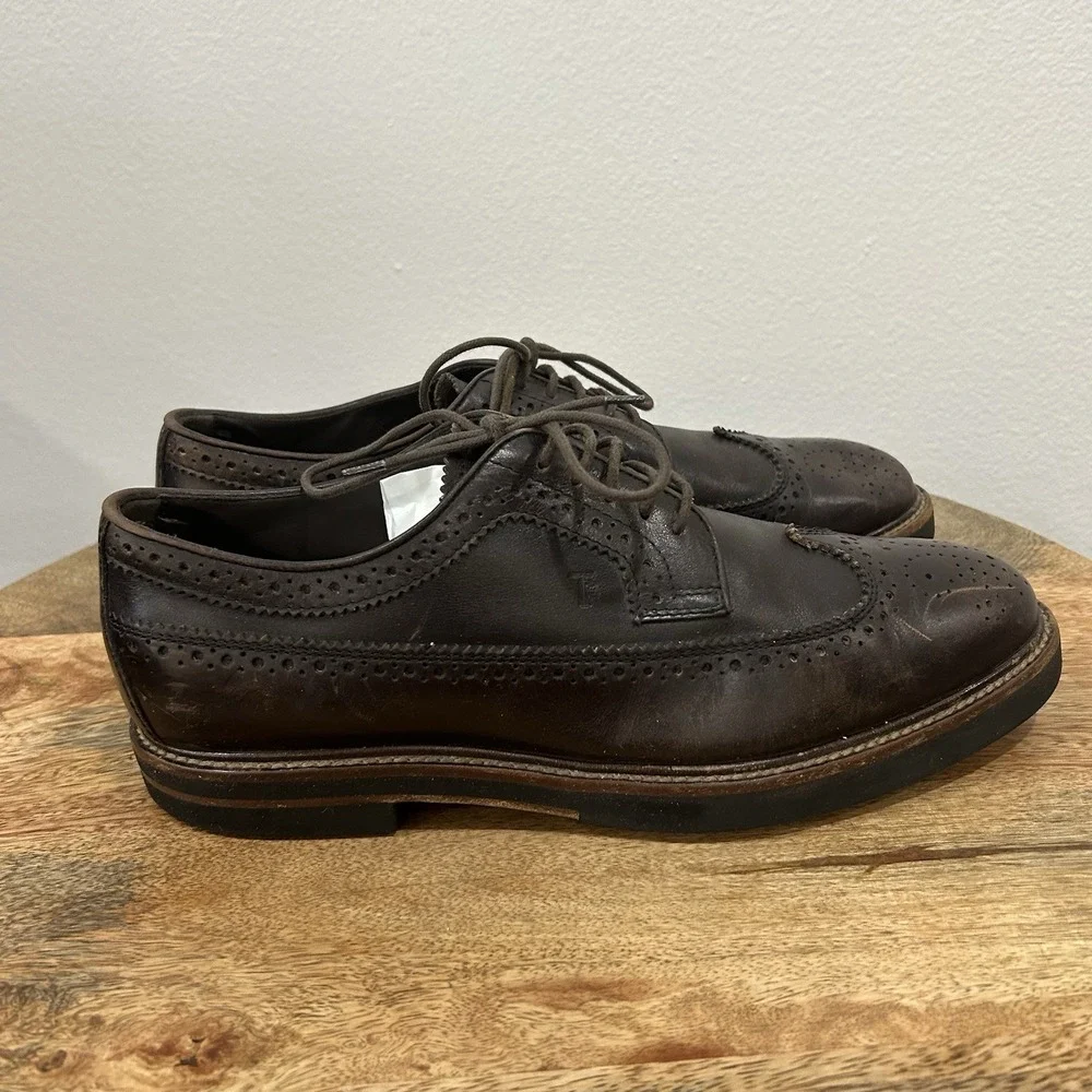 Tod's Men's Brown Leather Wingtip Brogue Lace-Up Oxford Dress Shoes US 7.5 A